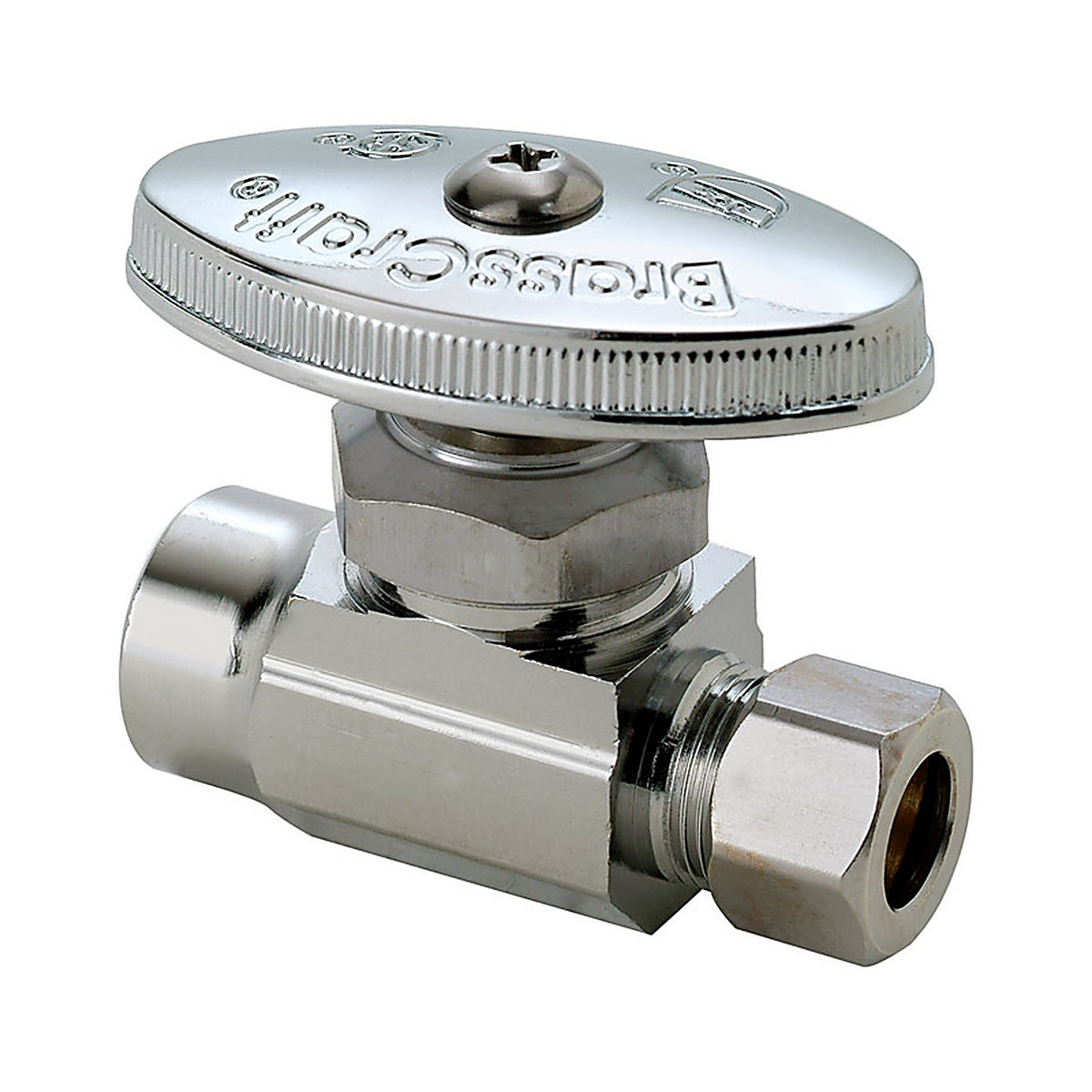 Brasscraft - R14X CD - 1/2 In. Sweat Outlets X 3/8 In. Compression Brass Straight Stop Valve