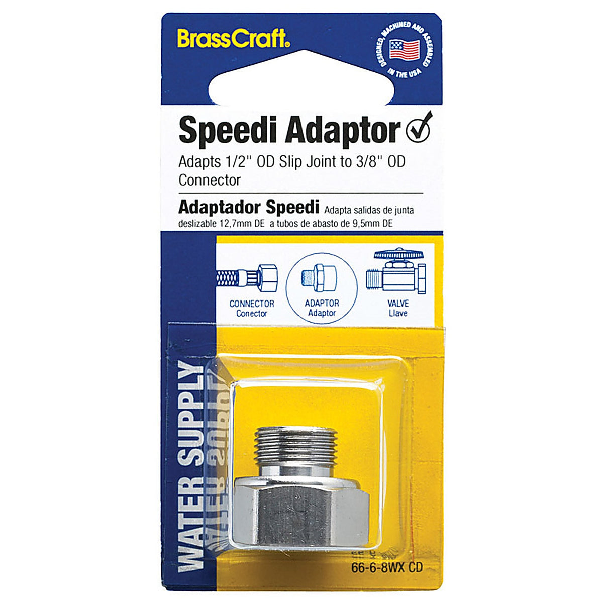 BrassCraft - 66-6-8WX CD - Speedi Plumb 3/8 in. O.D. Tube T X 1/2 in. D FIP Brass Adapter