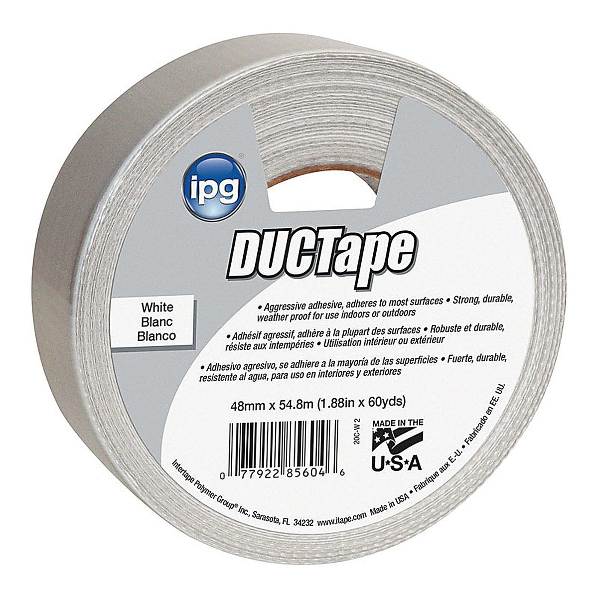 IPG - 20C-W 2 - Jobsite 1.88 In. W X 60 Yd L White Duct Tape