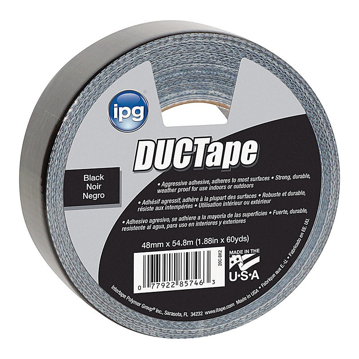 IPG - 20C-BK 2 - Jobsite 1.88 In. W X 60 Yd L Black Duct Tape