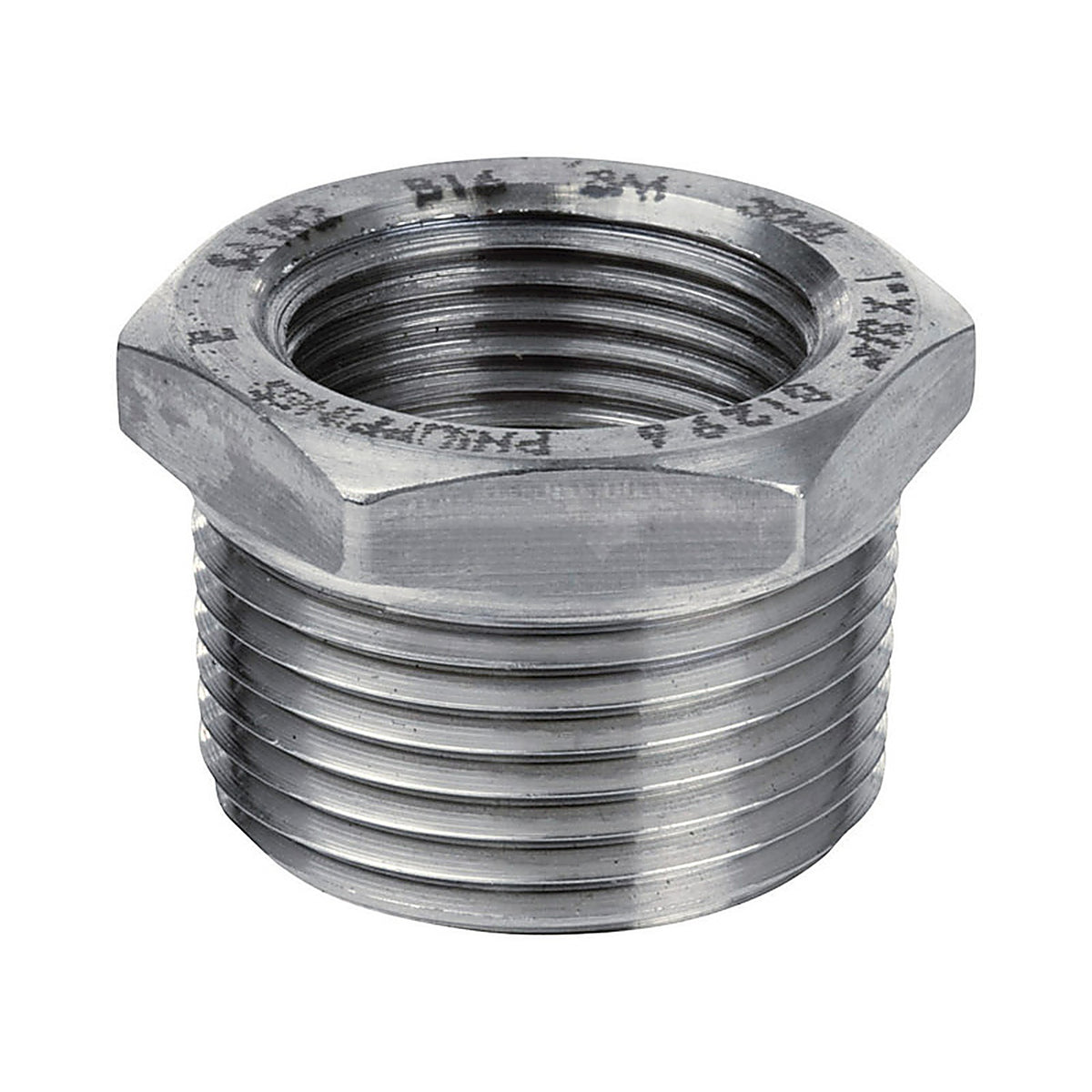 Smith-Cooper 4638101120 1-1/2 in. MPT x 1 in. Dia. FPT Stainless Steel Hex Bushing