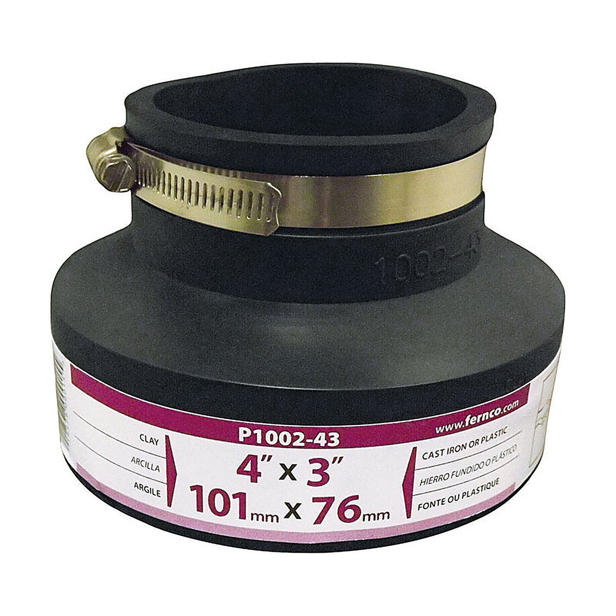 Fernco P1002-43 Schedule 40 4 in. Hub x 3 in. Dia. Hub PVC Flexible Coupling