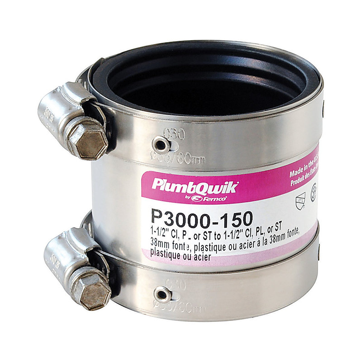 Fernco P3000-150 PlumbQwik Schedule 40 1-1/2 in. Hub x 1-1/2 in. Dia. Hub PVC Coupling
