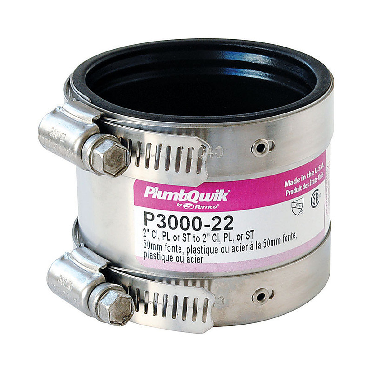 Fernco P3000-22 Schedule 40 2 in. Hub x 2 in. Dia. Hub Neoprene Rubber Shielded Coupling