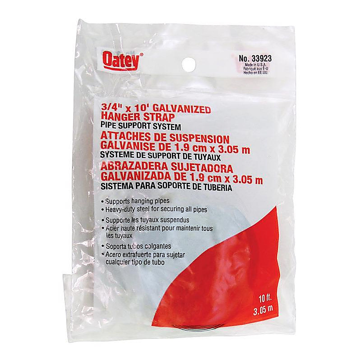 Oatey - 33923 - 10 Ft. Galvanized Galvanized Steel Hanger Strap