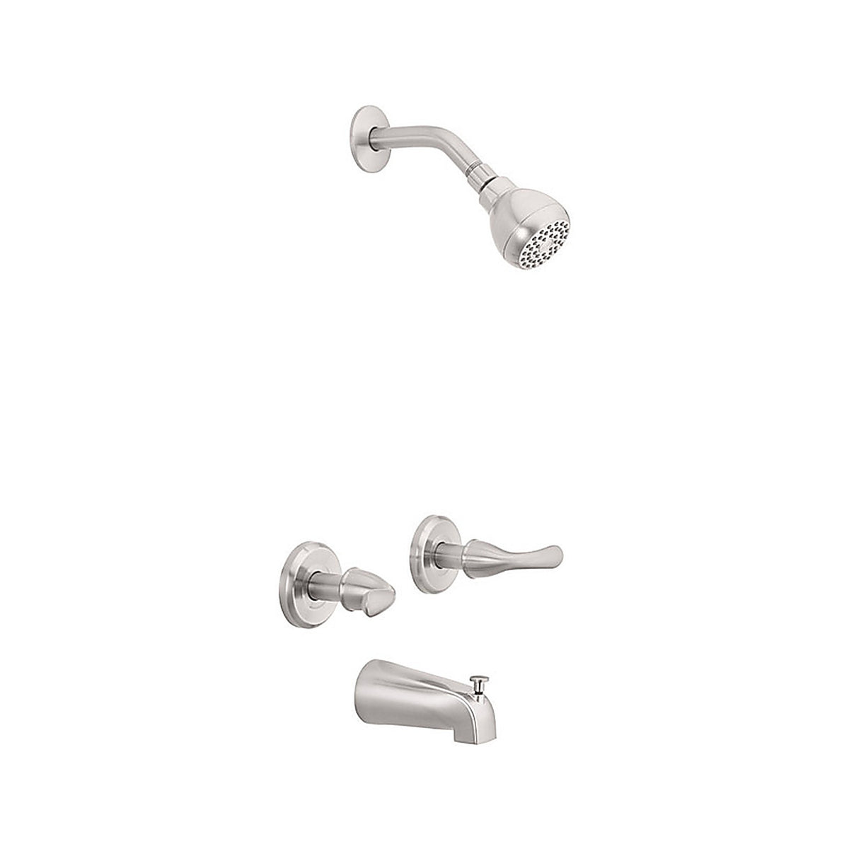OakBrook 833X-1004 Essentials 2 Lever Handle Tub and Shower 2-Handle Brushed Nickel Tub and Shower Faucet