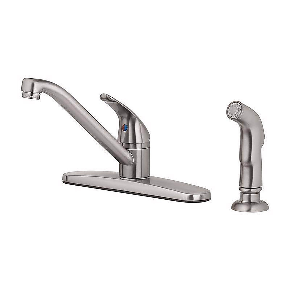 OakBrook 67210-2504 Essentials One Handle Brushed Nickel Kitchen Faucet Side Sprayer Included