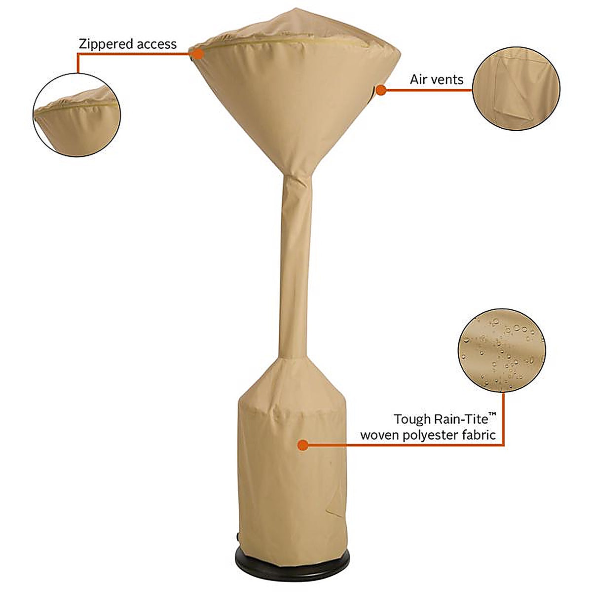 Classic Accessories 53112 95 in. H x 34 in. W Brown Polyester Patio Heater Cover