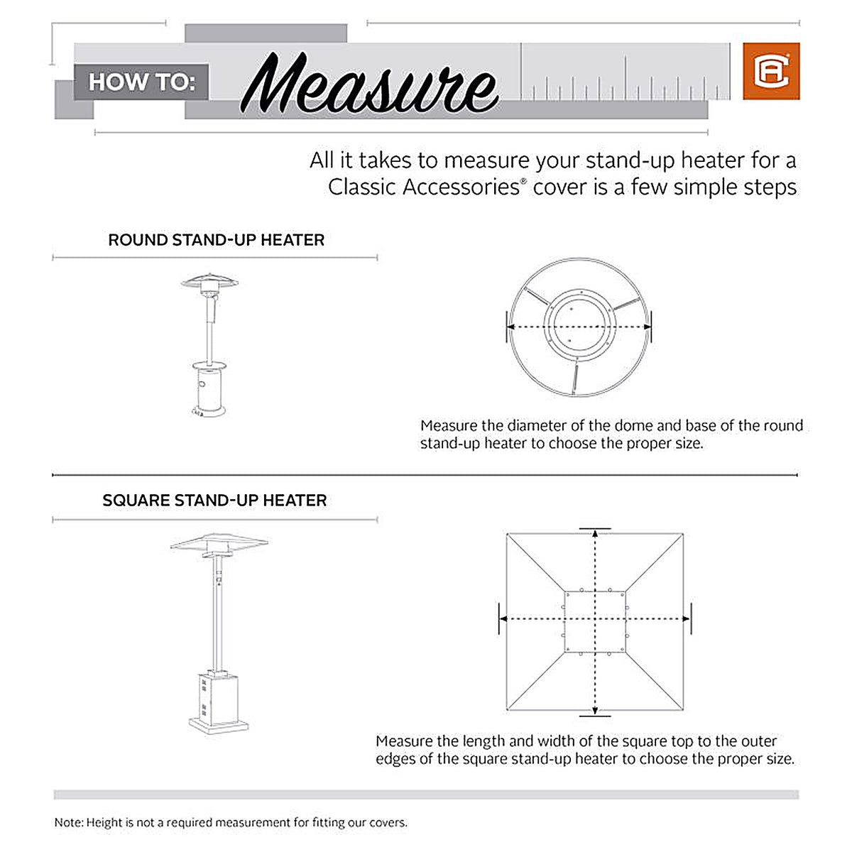 Classic Accessories 53112 95 in. H x 34 in. W Brown Polyester Patio Heater Cover