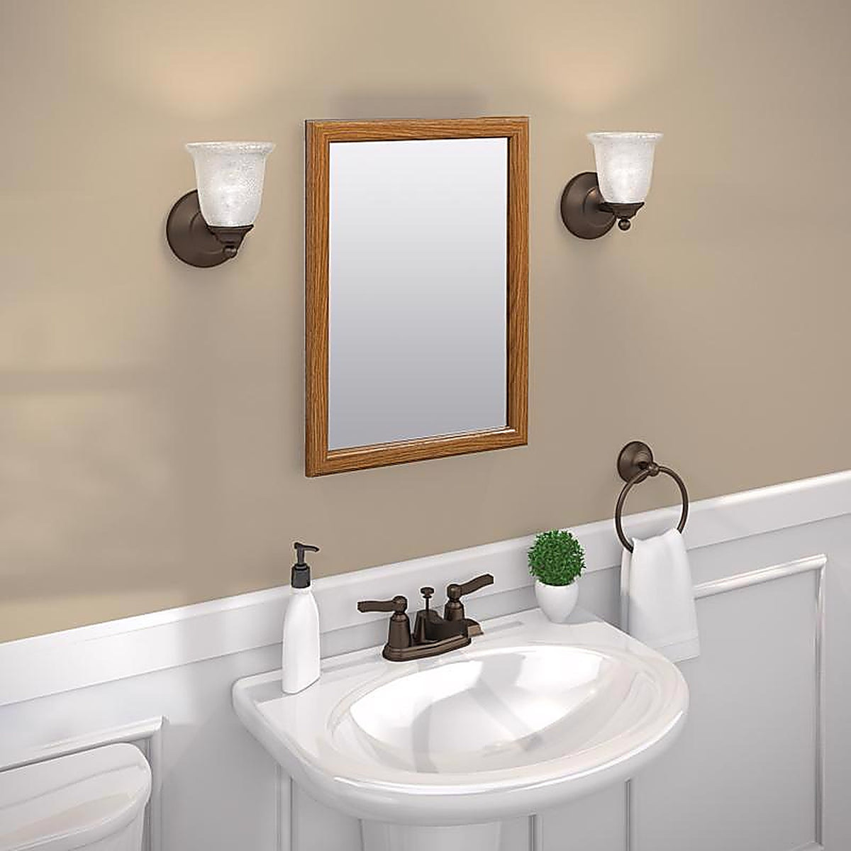 Zenna Home - K268 - 21-3/4 In. H X 16.13 In. W X 4.5 In. D Rectangle Oak Medicine Cabinet/Mirror
