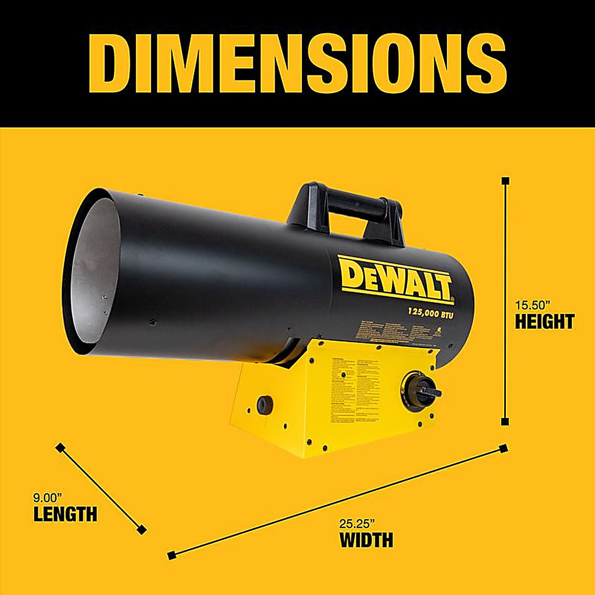 DeWalt F340755 125,000 Btu/h 3000 sq ft Forced Air Propane Portable Heater