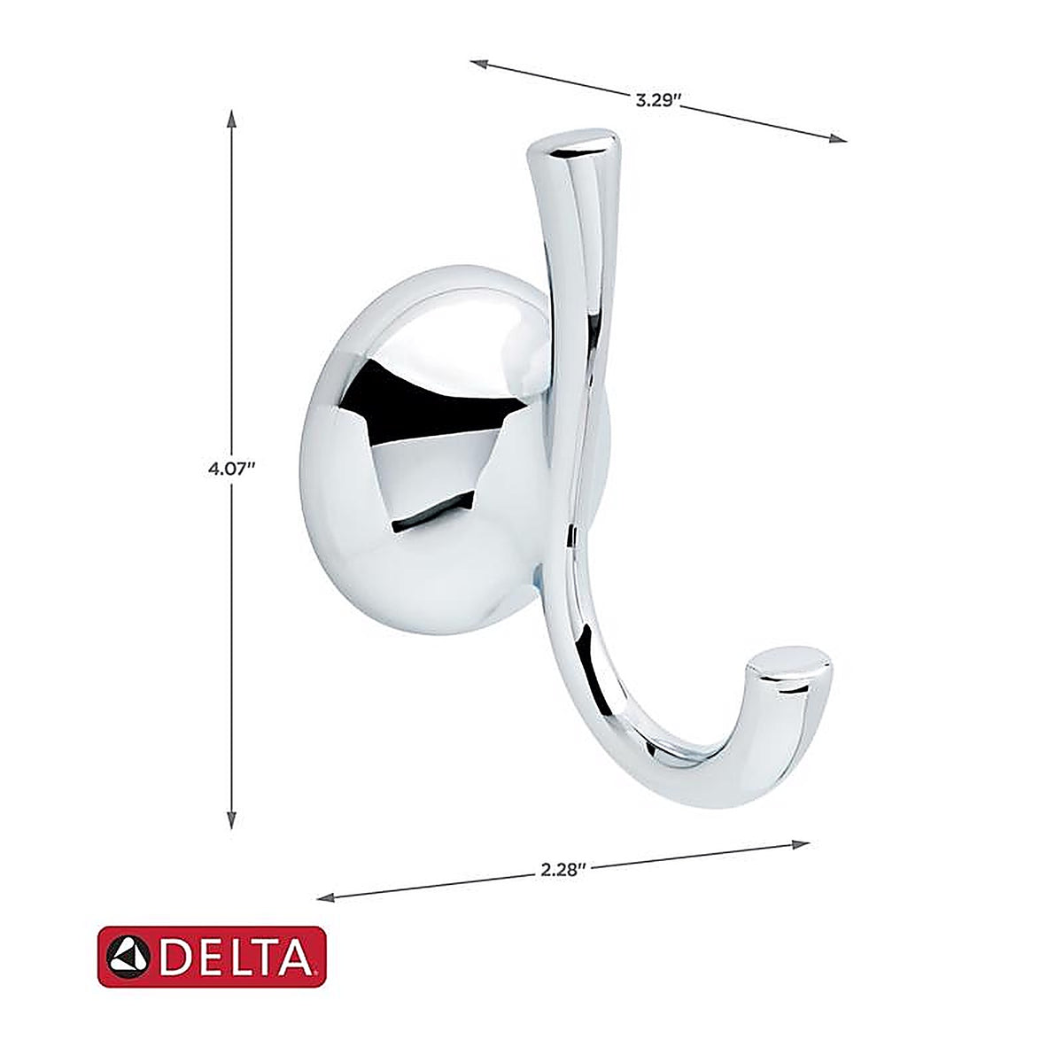 Delta FNDS35-PC Foundations 4.07 in. H X 3.29 in. W X 2.28 in. L Chrome Silver Robe Hook