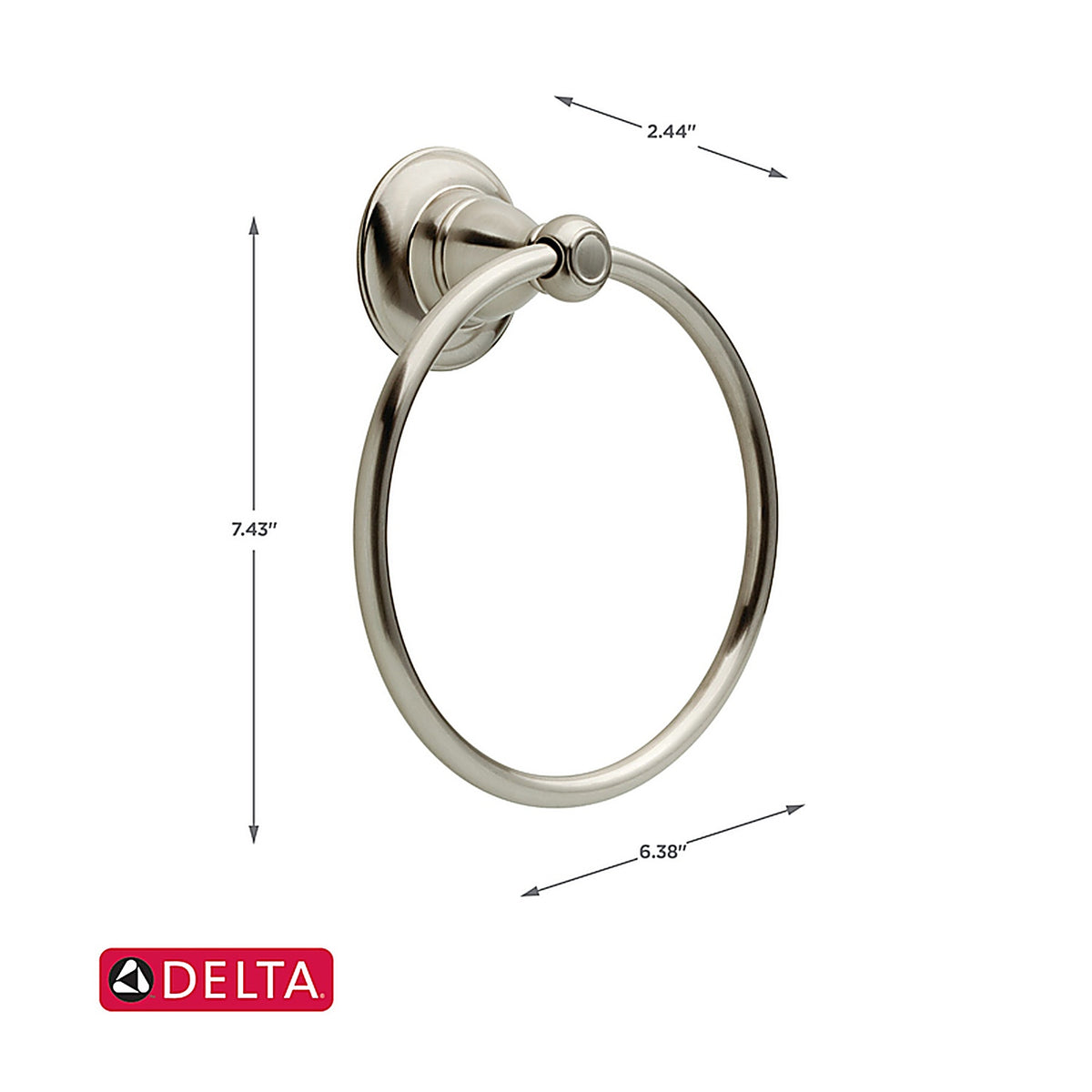 Delta 78446-BN1 Porter Brushed Nickel Towel Ring Die Cast Zinc