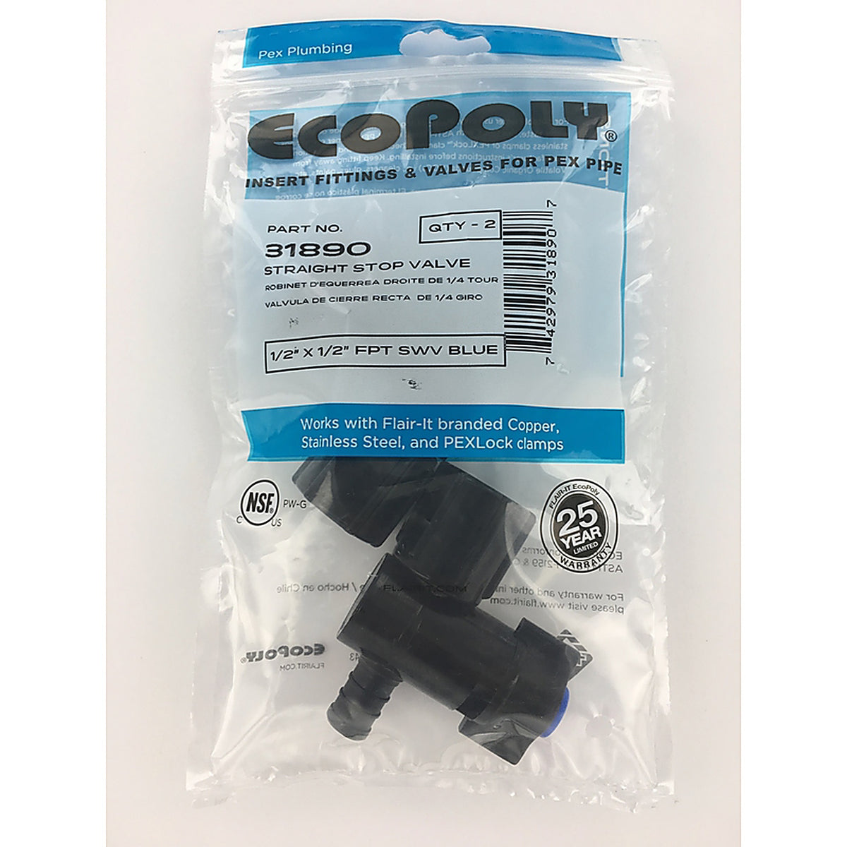 Flair-It 31890 Ecopoly 1/2 in. PEX Barb x 1/2 in. Dia. FPT Swivel Valve