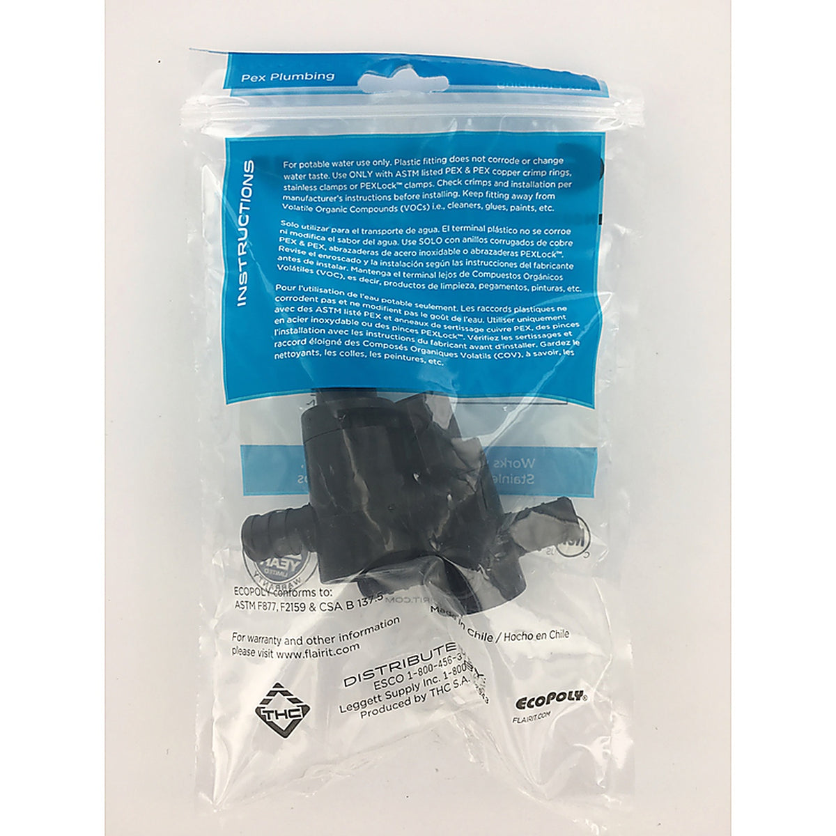 Flair-It 31914 Ecopoly 1/2 in. Crimp x 1/2 in. Dia. Crimp Center Drain Valve