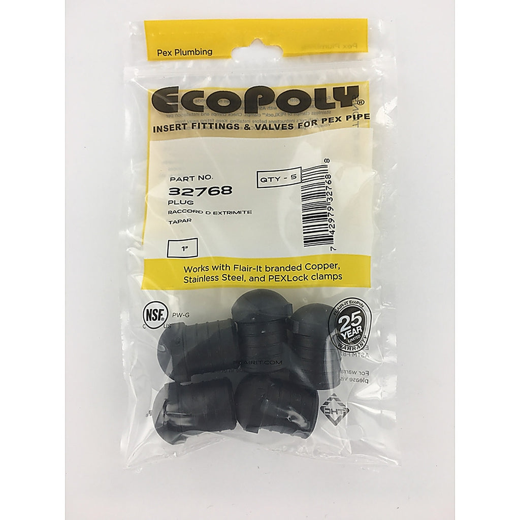Flair-It - 32768 - Ecopoly 1 In. PEX Barb X 1 In. D PEX Plastic Plug