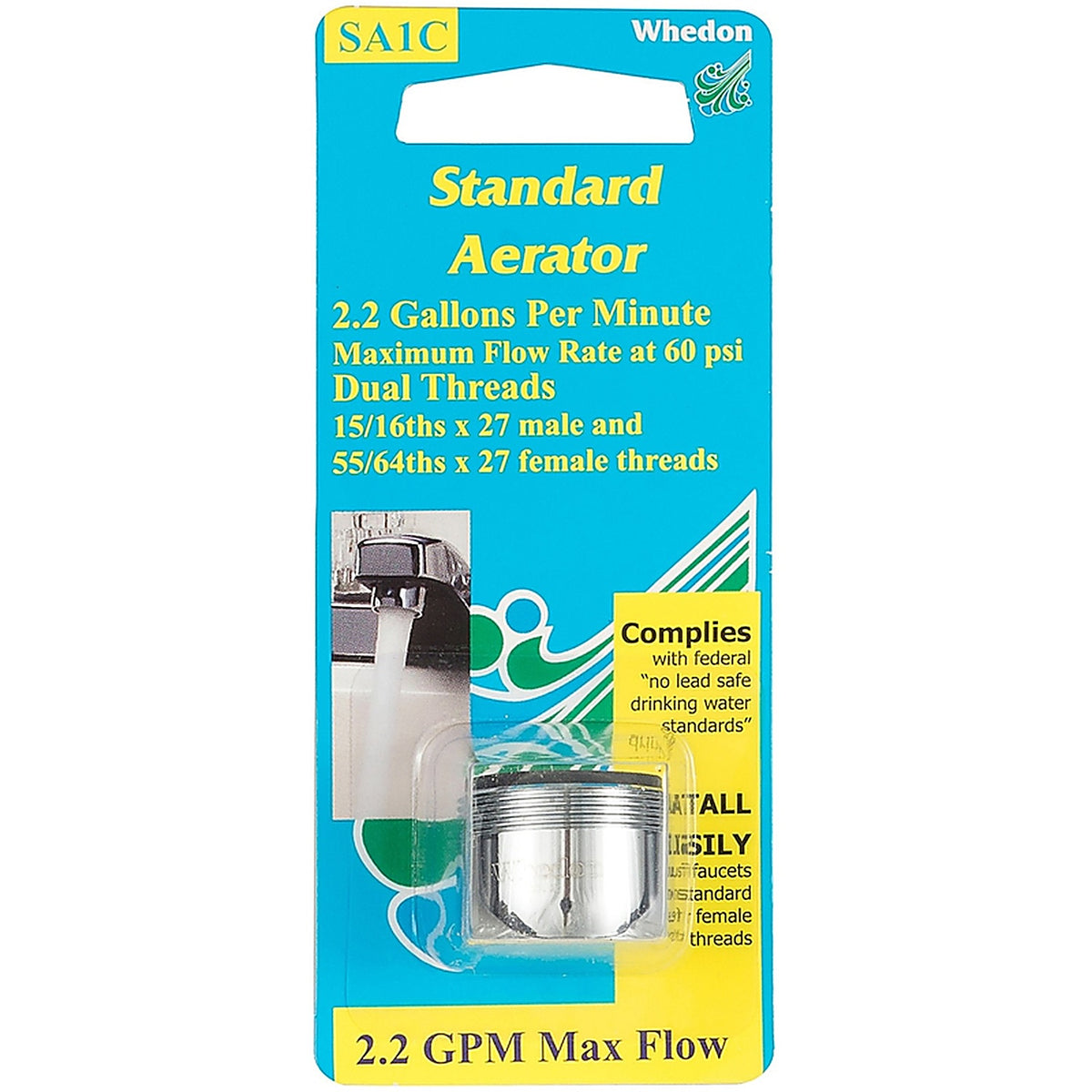 Whedon - SA1C - Dual Thread 15/16 In.- 27M X 55/64 In.-27f Chrome Faucet Aerator