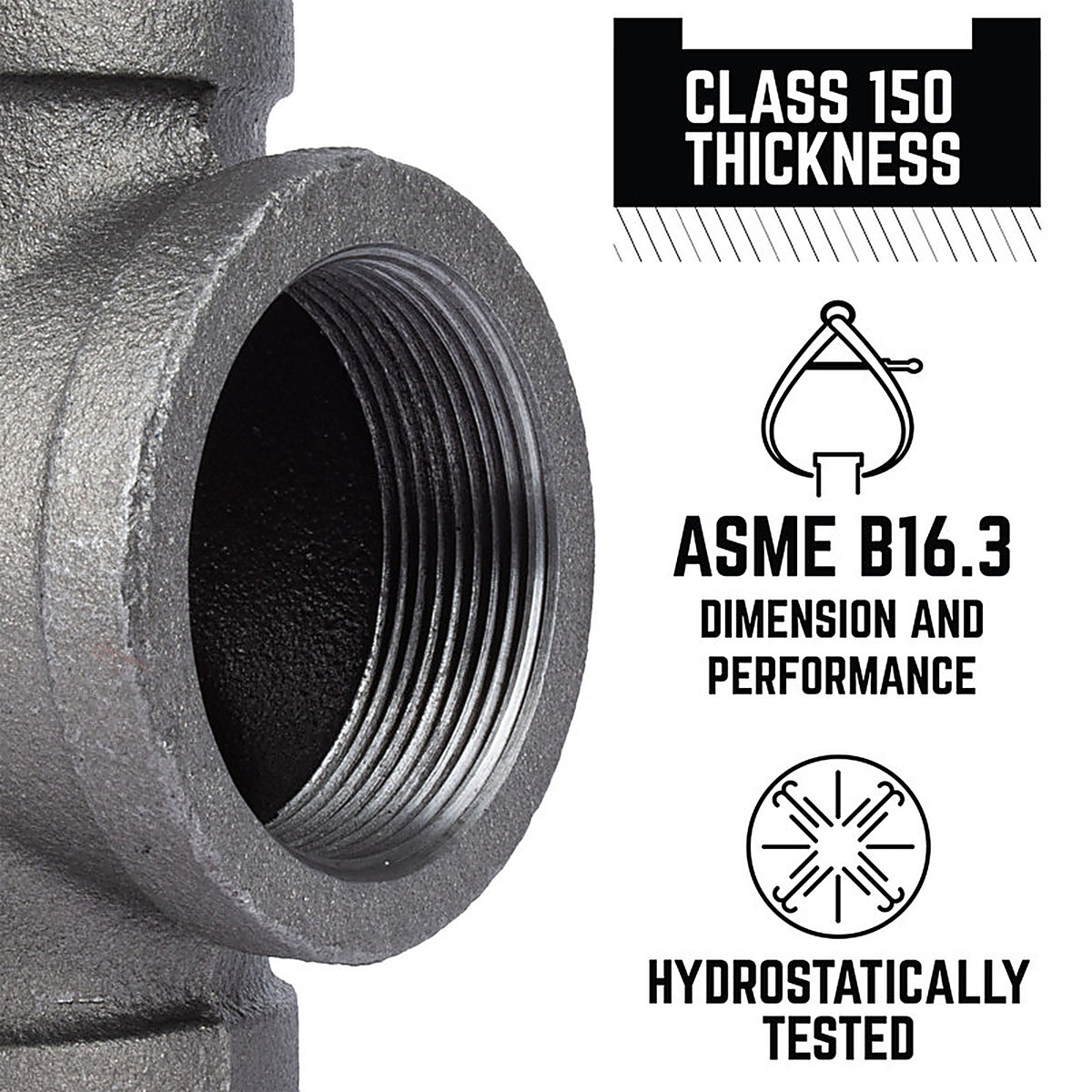 Mueller 520-209BC Southland 2-1/2 in. FPT x 2-1/2 in. Dia. FPT Black Malleable Iron 45 Degree Elbow