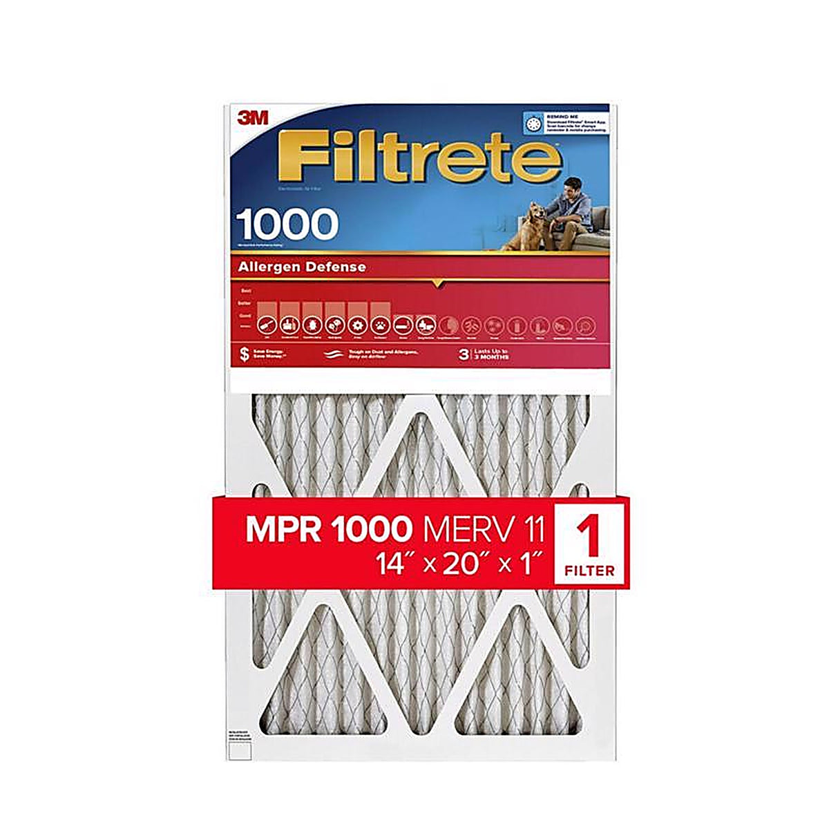 3M 9805-4 Filtrete 14 in. W X 20 in. H X 1 in. D 11 MERV Pleated Allergen Air Filter 1 pk