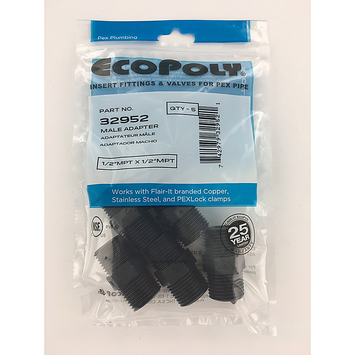 Flair-It 32952 Ecopoly 1/2 in. MPT x 1/2 in. Dia. MPT Male Adapter