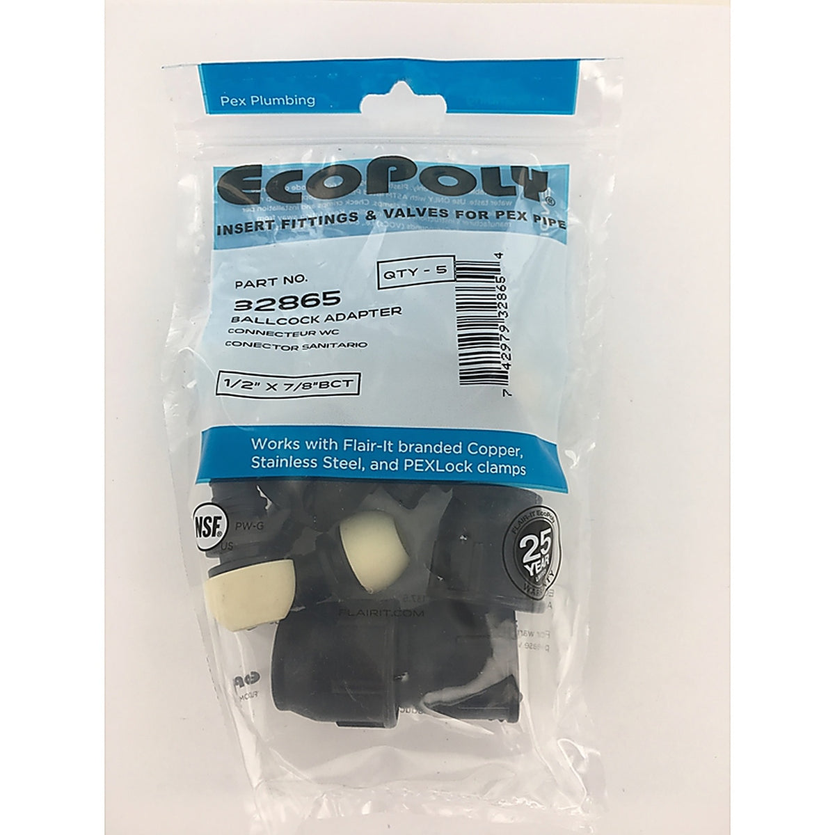 Flair-It 32865 Ecopoly 1/2 in. PEX Barb x 7/8 in. Dia. BCT Ballcock Adapter