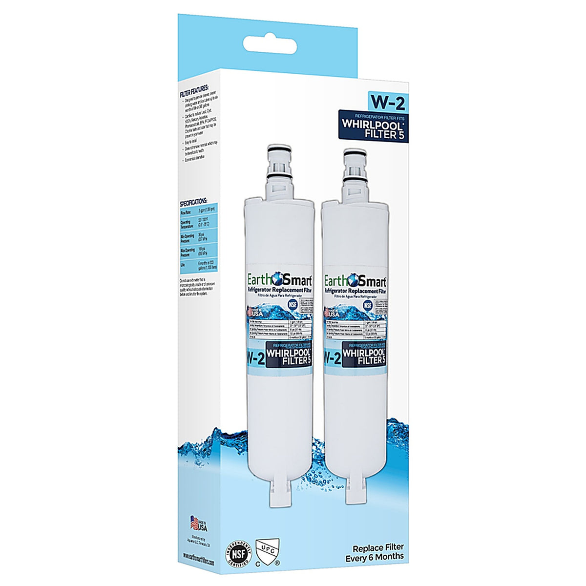 Earth Smart 102637 W-2 Refrigerator Replacement Filter For Whirlpool Filter 5