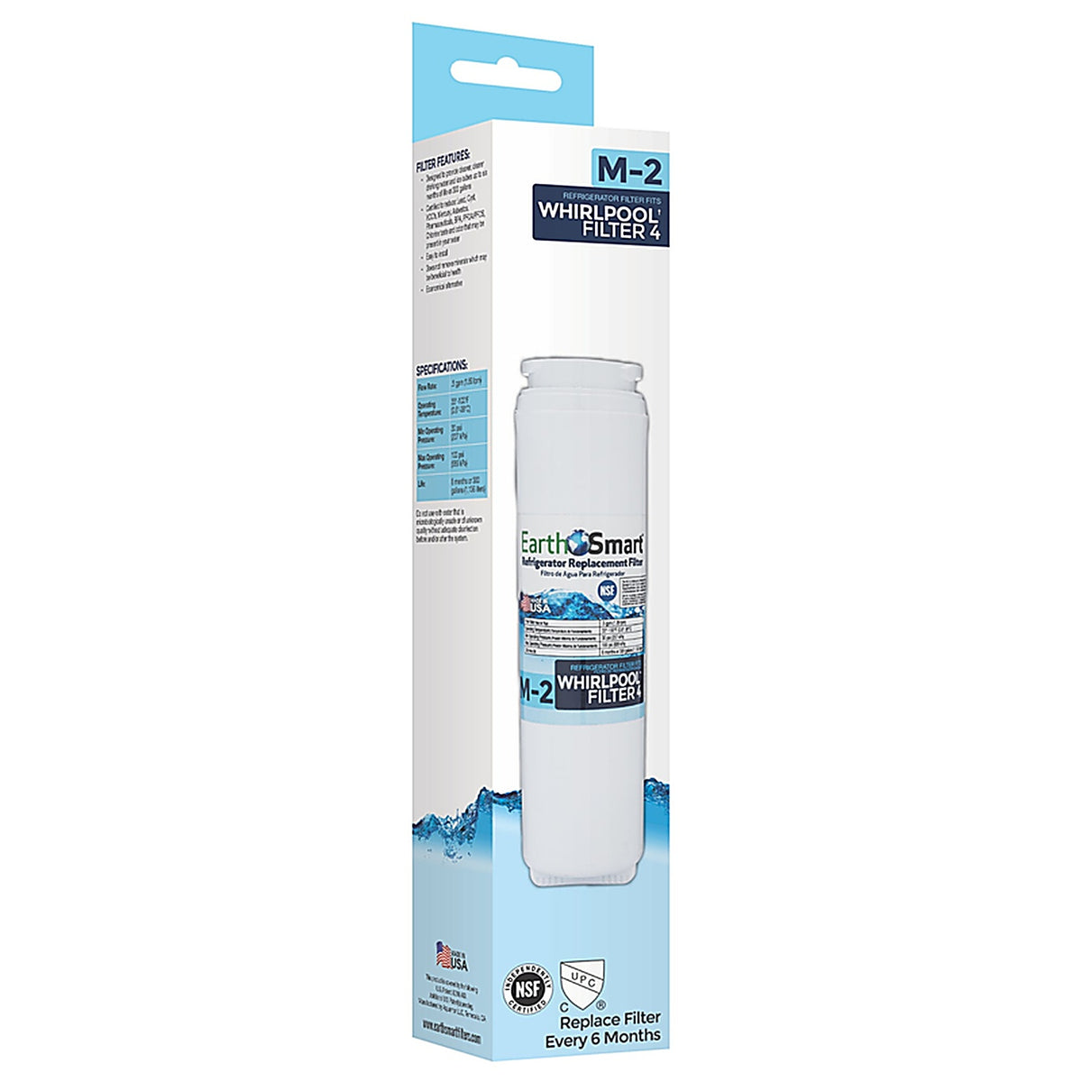 Earth Smart 102619 M-2 Refrigerator Replacement Filter For Whirlpool Filter 4