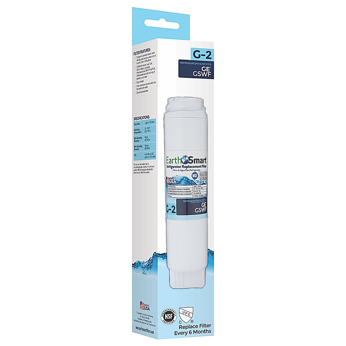 Earth Smart 102613 G-2 Refrigerator Replacement Filter For GE GSWF