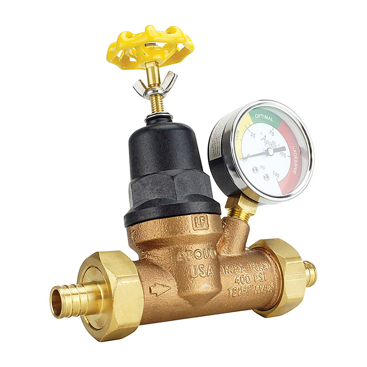 Apollo - APXPRV34WG - 3/4 In. Double Union Double Union PEX Bronze Water Pressure Regulator with Gauge