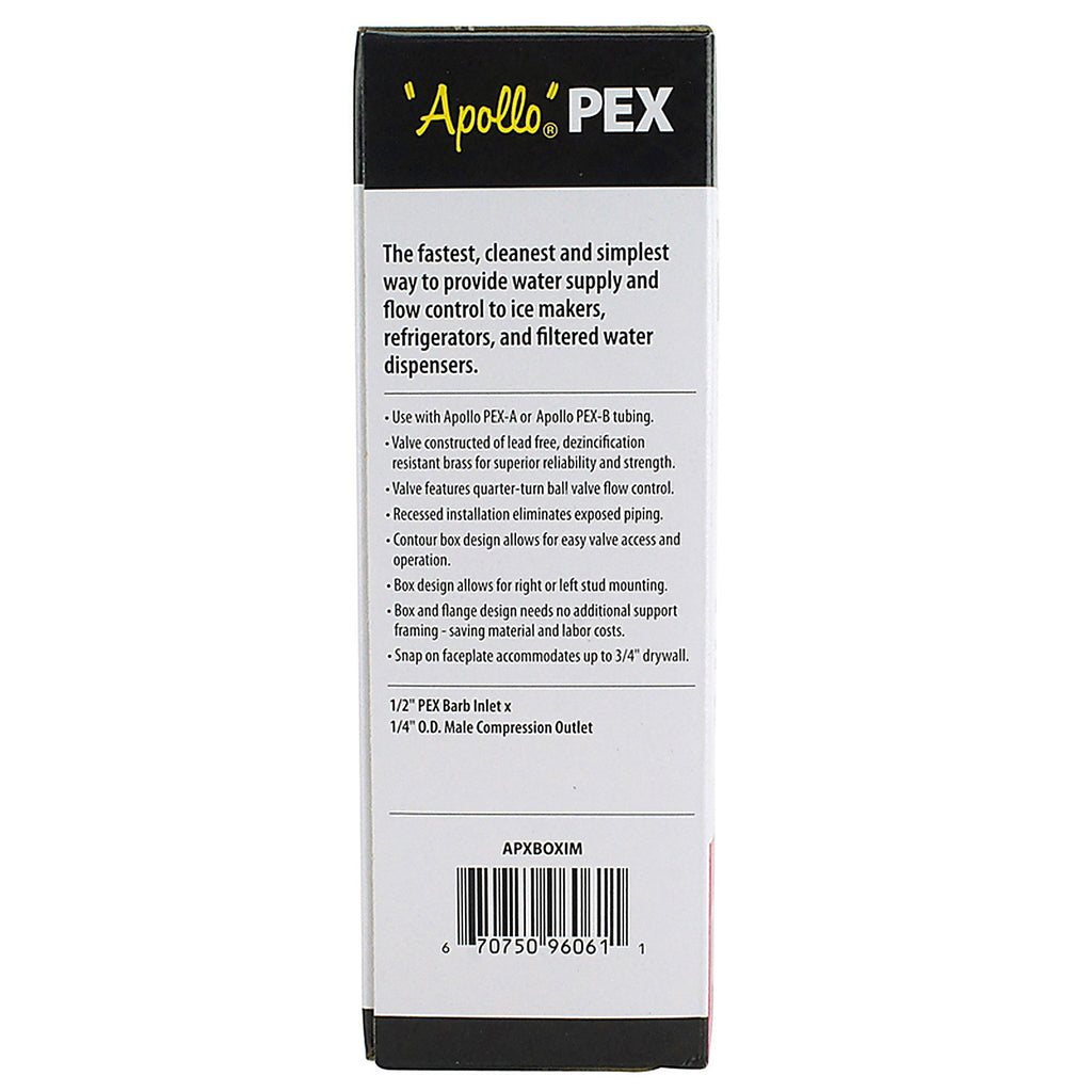 Apollo - APXBOXIM - 1/2 In. D Ice Maker PEX Barb Ice Maker Outlet Box