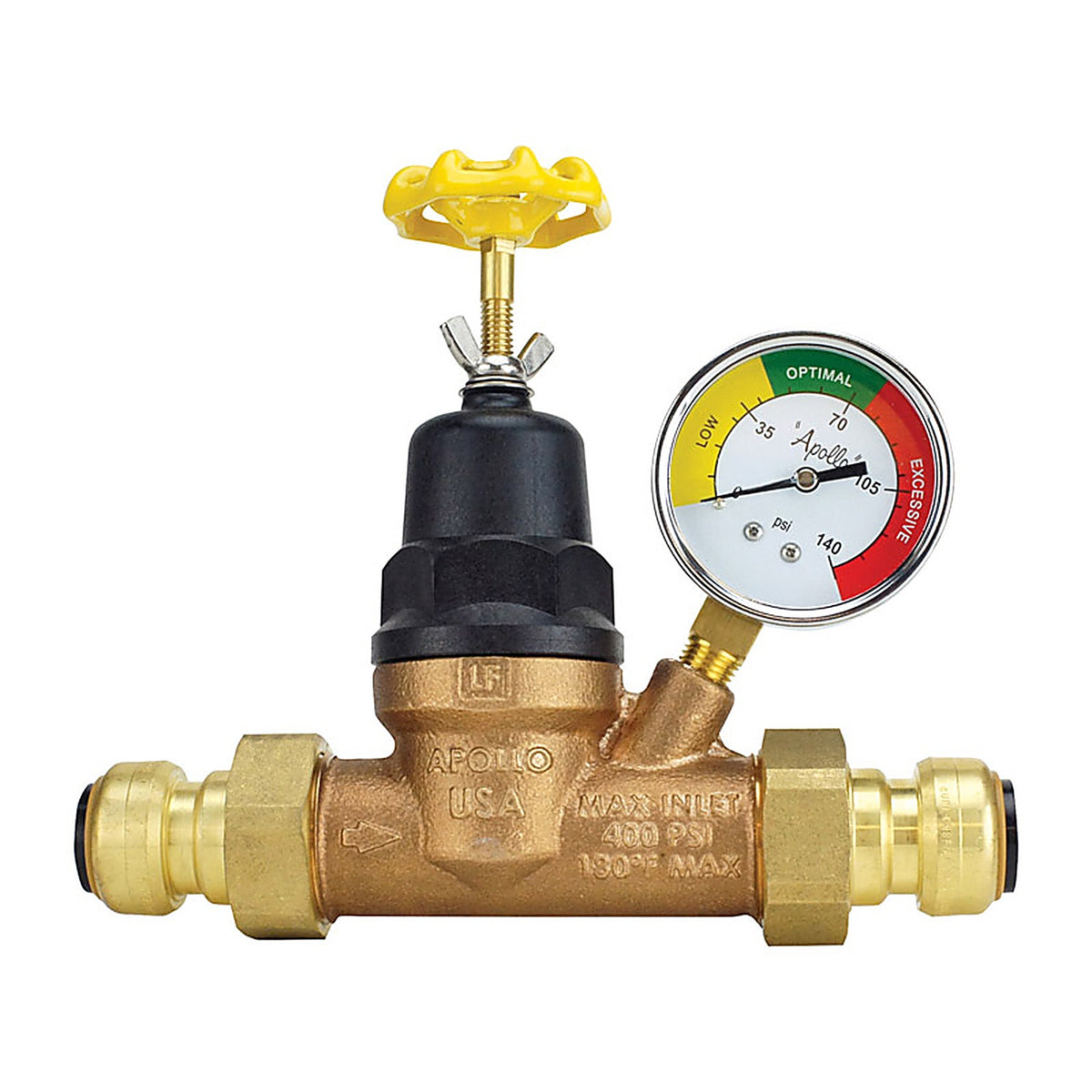 Tectite - FSBPRV34WG - Apollo 3/4 In. Double Push Union Bronze Water Pressure Regulator with Gauge
