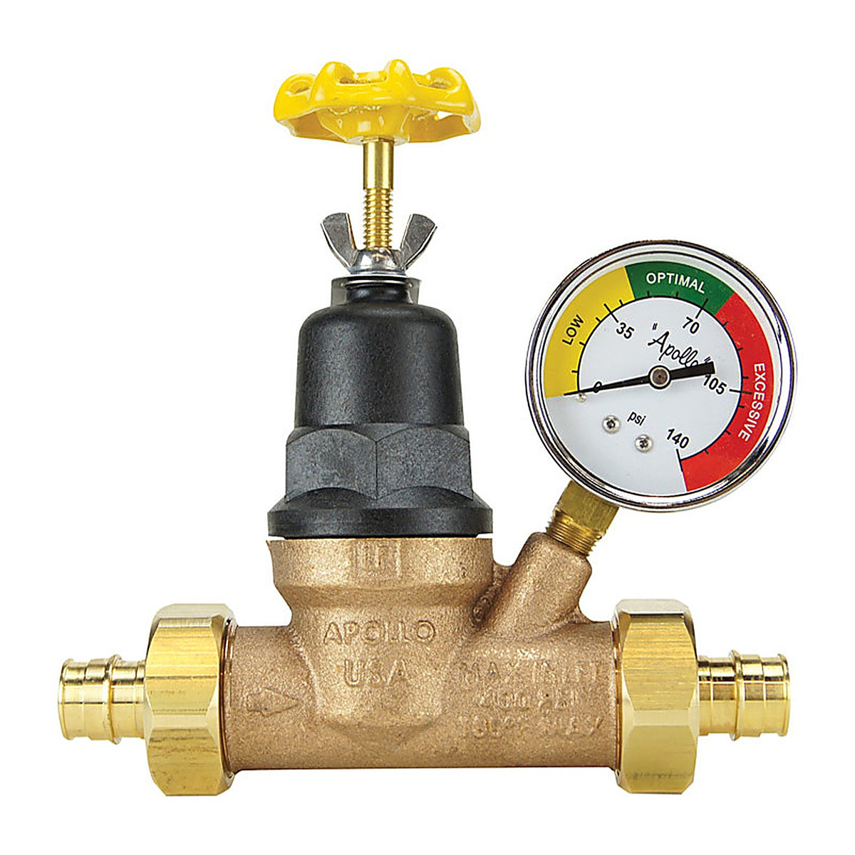 Apollo - EPXPRV34WG - 3/4 In. Double Union Double Union PEX Bronze Water Pressure Regulator with Gauge