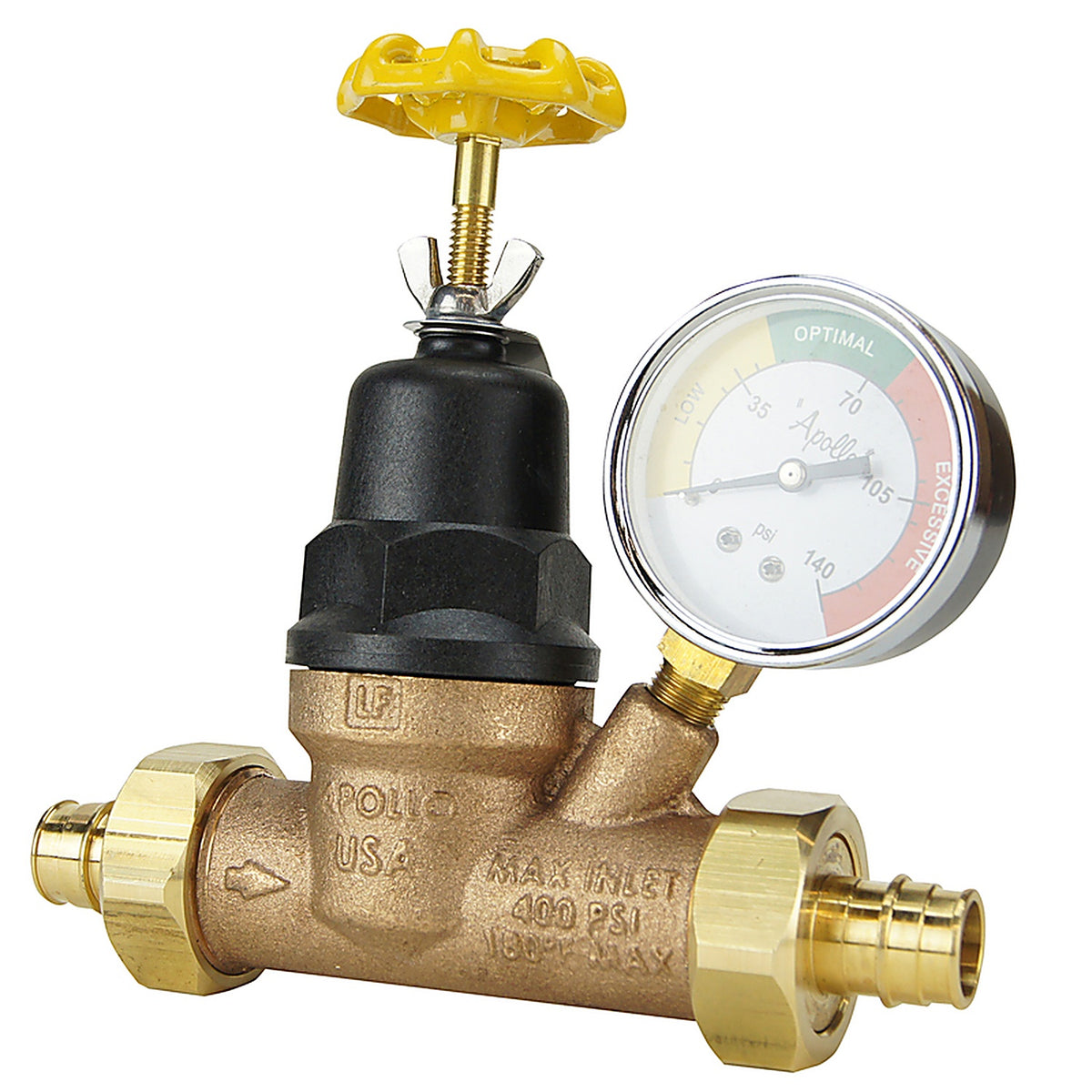 Apollo - EPXPRV34WG - 3/4 In. Double Union Double Union PEX Bronze Water Pressure Regulator with Gauge