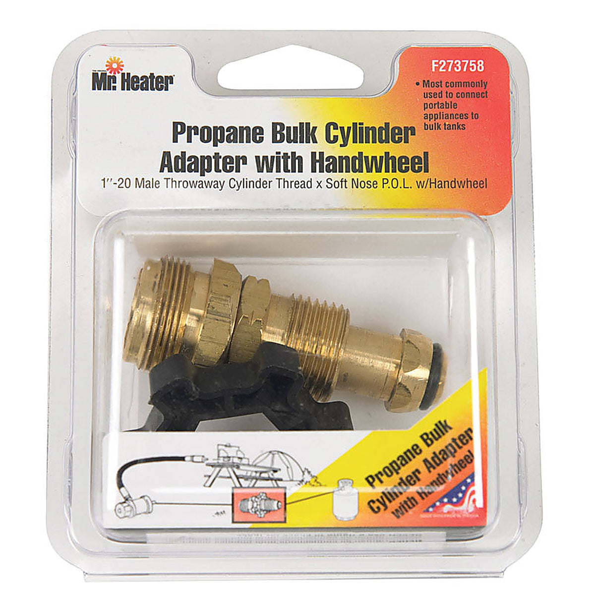 Mr. Heater F273758 Brass/Plastic Restricted Flow Soft Nose P.O.L. Cylinder Adapter