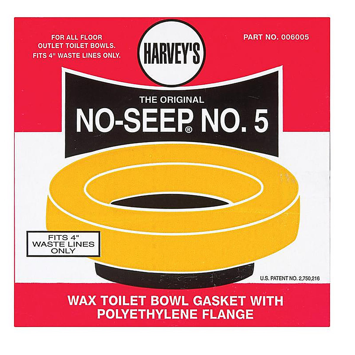 Harveys - 6005 - Toilet Bowl Gasket with Wax & Flange Polyethylene