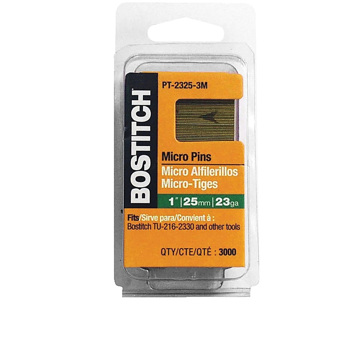 Stanley Bostitch PT-2325-3M 1 in. 23 Ga. Angled Strip Micro Pins Smooth Shank 3,000/Pack