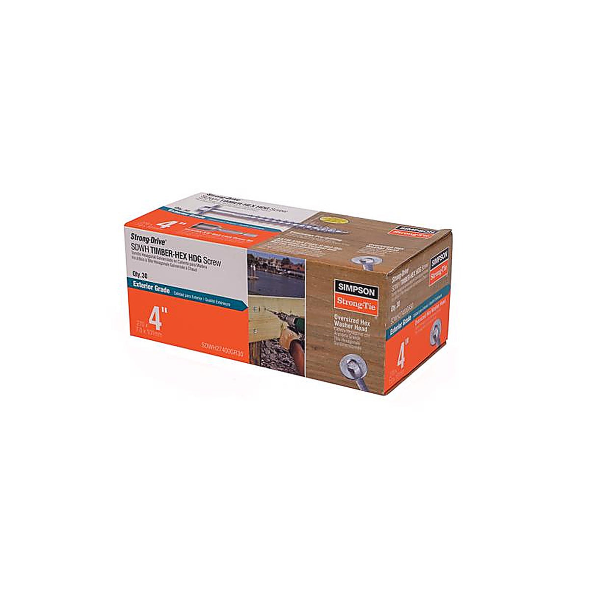 Simpson Strong-Tie - SDWH27400GR30 - Strong-Drive No. 2 Sizes X 4 In. L Star HEX Washer Head Serrated Structural Screw