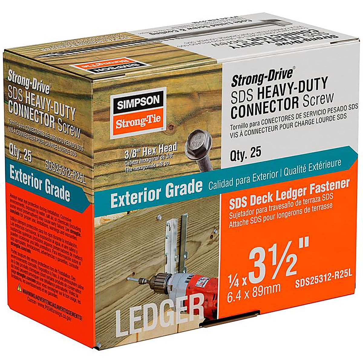 Simpson Strong-Tie - SDS25312-R25L - Strong-Drive No. 3 Sizes X 3-1/2 In. L Star HEX Head Serrated Structural Screws