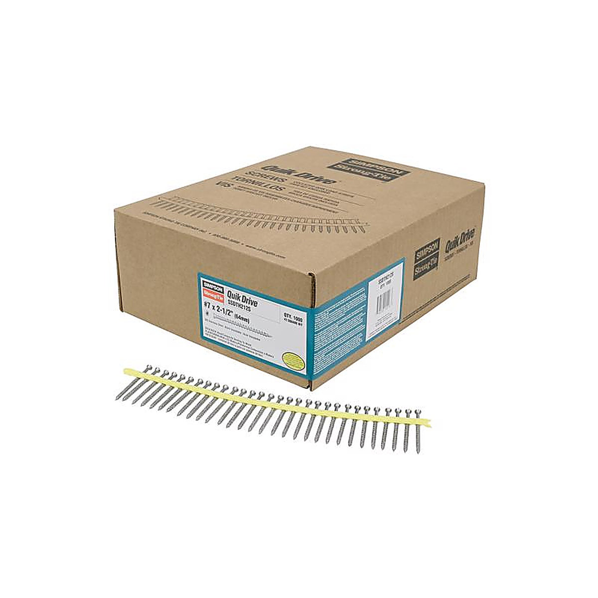 Quik Drive - SSDTH212S - No. 7 Sizes X 2.5 In. L Silver Square Trim Head Deck Screws 1000 Pack