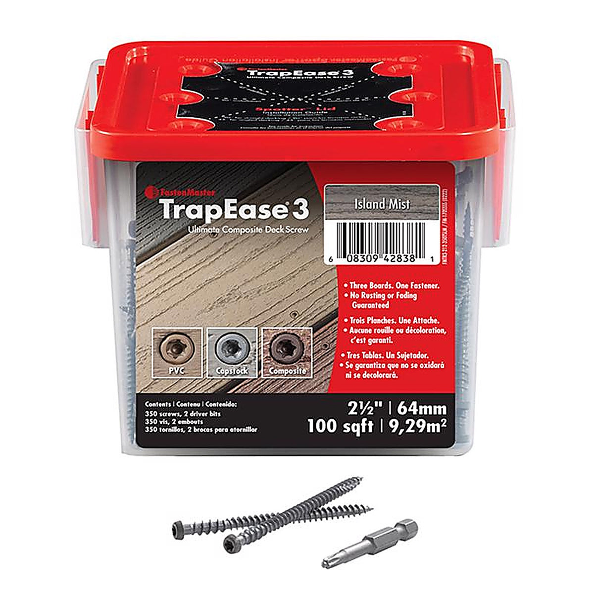 Fastenmaster - FMTR3-212-350TS - Trapease No. 20 X 2-1/2 In. L Island Mist Torx Ttap Star Head Composite Deck Screws 350