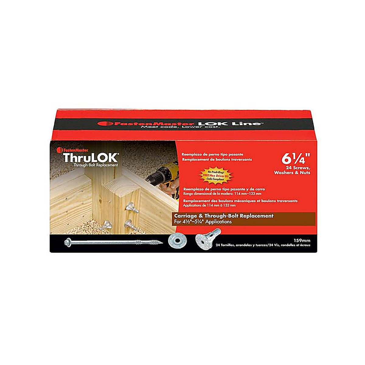 Fastenmaster - FMTHR614-24 - Thrulok No. 14 Each X 6-1/4 In. L HEX Galvanized Coarse Wood Screws 1 Pack