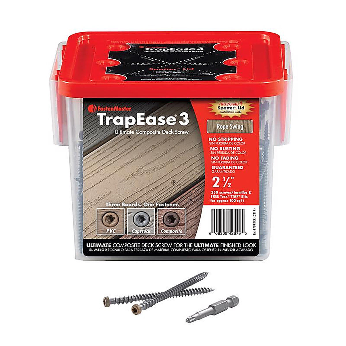 Fastenmaster - FMTR3-212-350TS - Trapease No. 20 X 2-1/2 In. L Rope Swing Torx Ttap Star Head Composite Deck Screws 350
