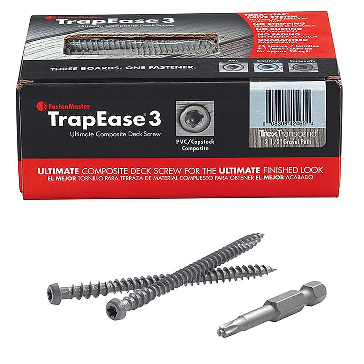 Fastenmaster - FMTR3-212-75TSG - Trapease No. 20 X 2-1/2 In. L Gravel Path Torx Ttap Star Head Composite Deck Screws 75
