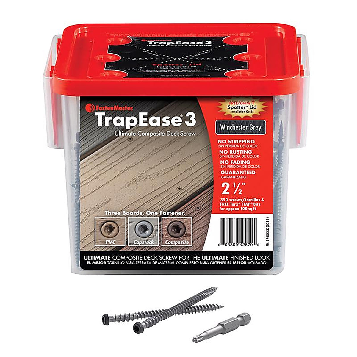 Fastenmaster - FMTR3-212-350SL - Trapease No. 20 X 2-1/2 In. L Winchester Gray Torx Ttap Star Head Composite Deck Screws