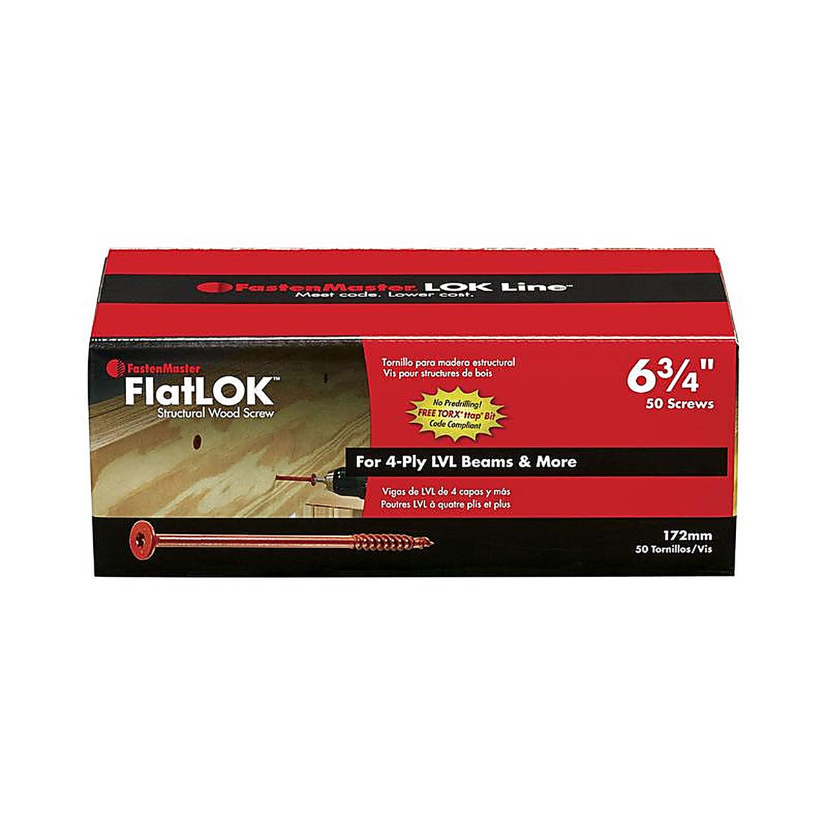 FastenMaster FMFL634-50 FlatLok No. 14 S X 6-3/4 in. L Torx Ttap Epoxy Wood Screws 50 pk