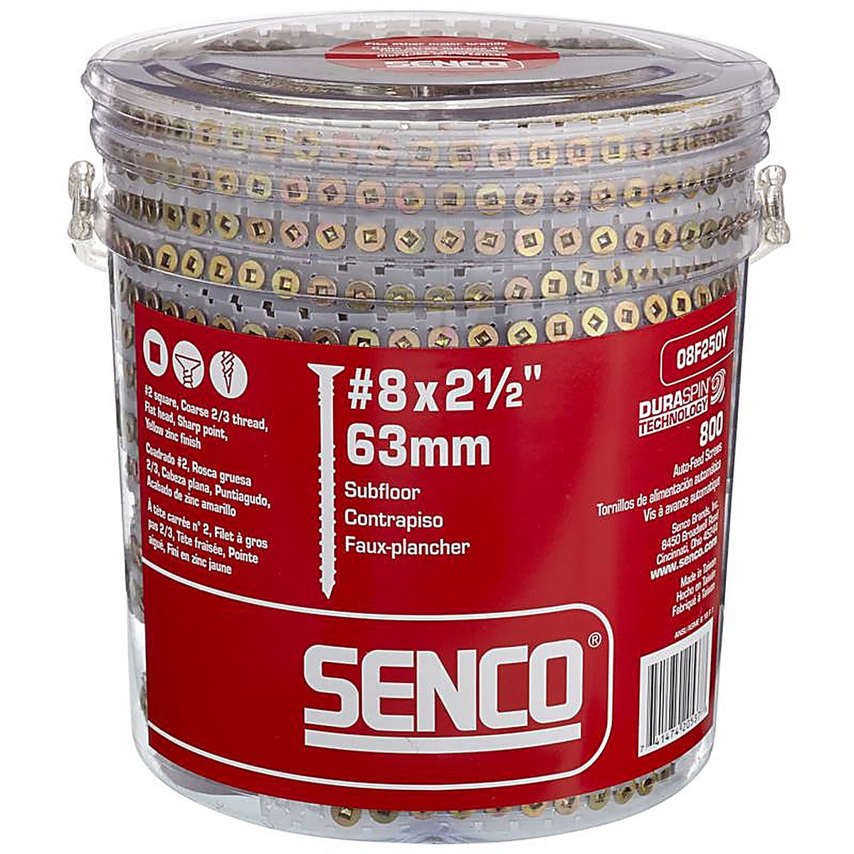 Senco - 08F250Y - Duraspin No. 8 Sizes X 2-1/2 In. L Square Square Head Deck Screws 800 Pack