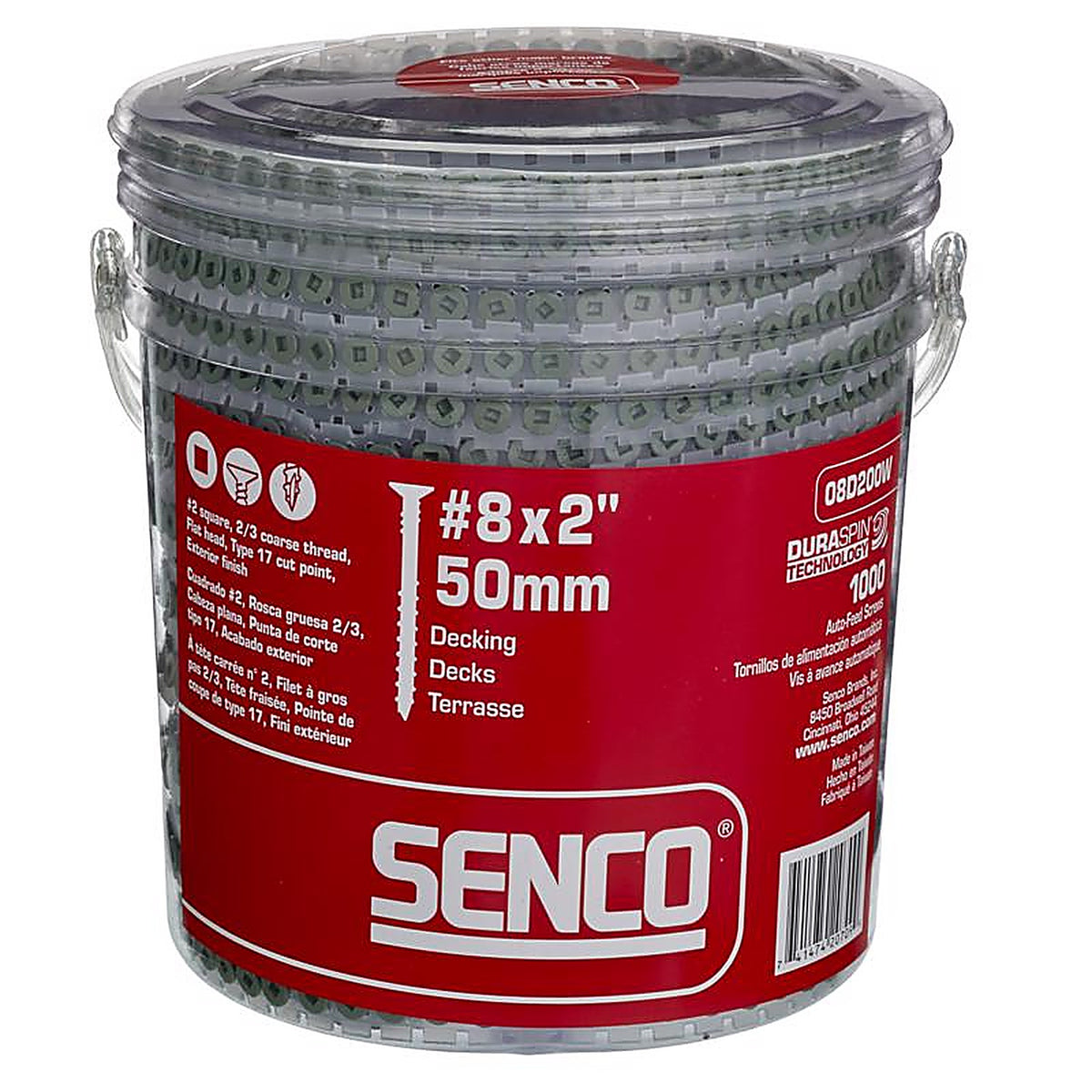 Senco 08D200W DuraSpin No. 8 x 2 in. L Square Wood Screws 1000/Pack