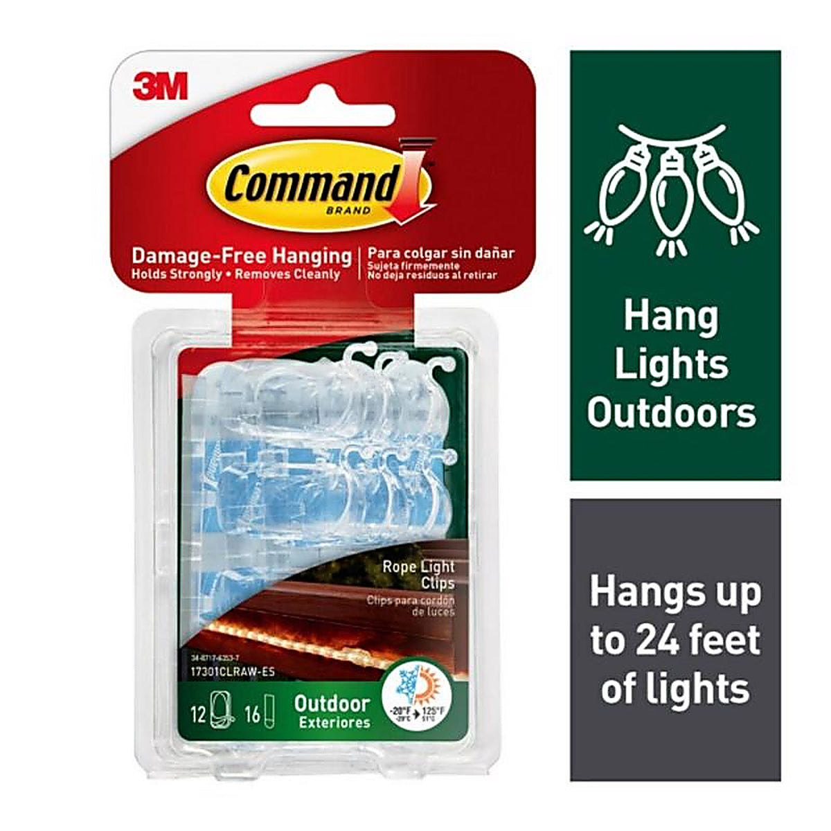 3M 17301CLRAW-ES Small Plastic Clip 1 in. L 12/Pack