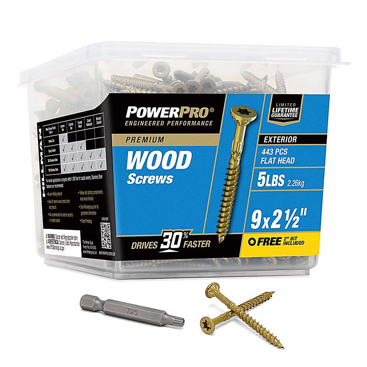Hillman 48610 Power Pro No. 9 x 2-1/2 in. L Star Flat Head Ceramic Coated Premium Deck Screws 5 lb.