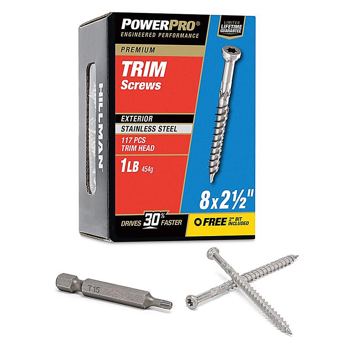 Hillman 48641 Power Pro No. 8 x 2-1/2 in. L Star Trim Screws 1 lb. 130/Pack